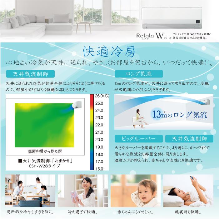 ReLaLa コロナ CSH-W2525R-W ルームエアコンリララ(ReLaLa) Wシリーズ 