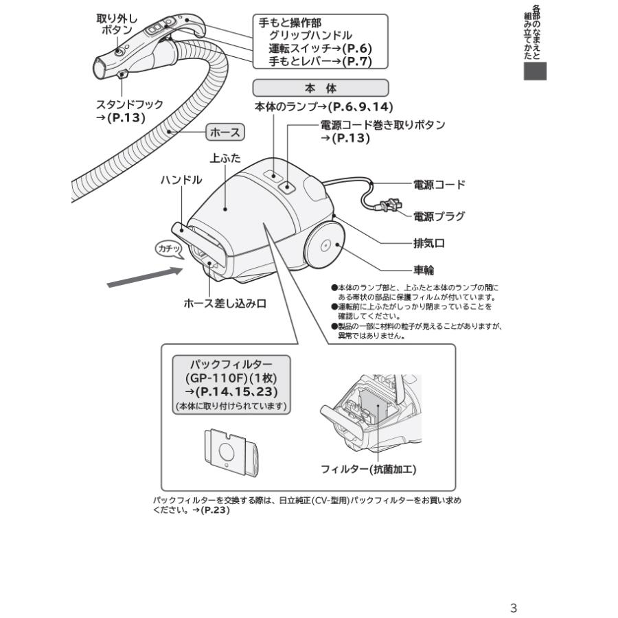 かるパック 日立 CV-KP90L(N) 紙パック式クリーナー ライト