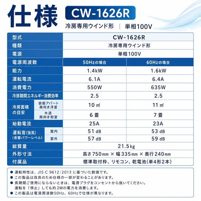 ReLaLa コロナ CW-1626R-WS 窓用 ウィンドエアコン Relala リララ 冷房