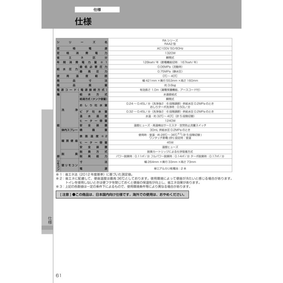 リクシル イナックス CW-RAA2/BN8 温水洗浄便座 シャワートイレ 脱臭機能付 瞬間式 オフホワイト RAシリーズ リモコン付 抗菌 LIXIL INAX_16
