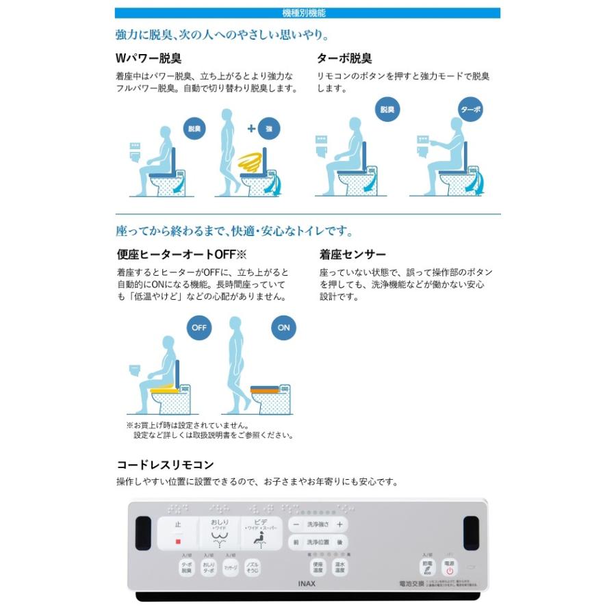リクシル イナックス CW-RAA2/BN8 温水洗浄便座 シャワートイレ 脱臭機能付 瞬間式 オフホワイト RAシリーズ リモコン付 抗菌 LIXIL INAX_8