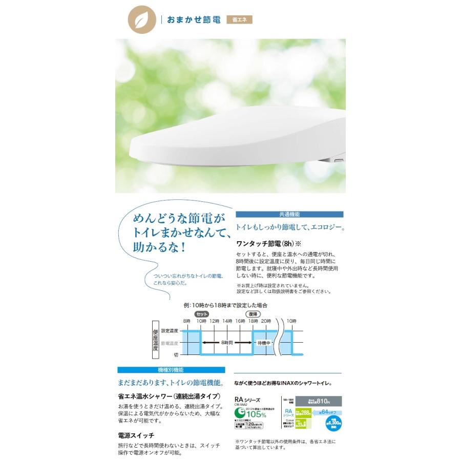 リクシル イナックス CW-RAA2/BN8 温水洗浄便座 シャワートイレ 脱臭機能付 瞬間式 オフホワイト RAシリーズ リモコン付 抗菌 LIXIL INAX_9