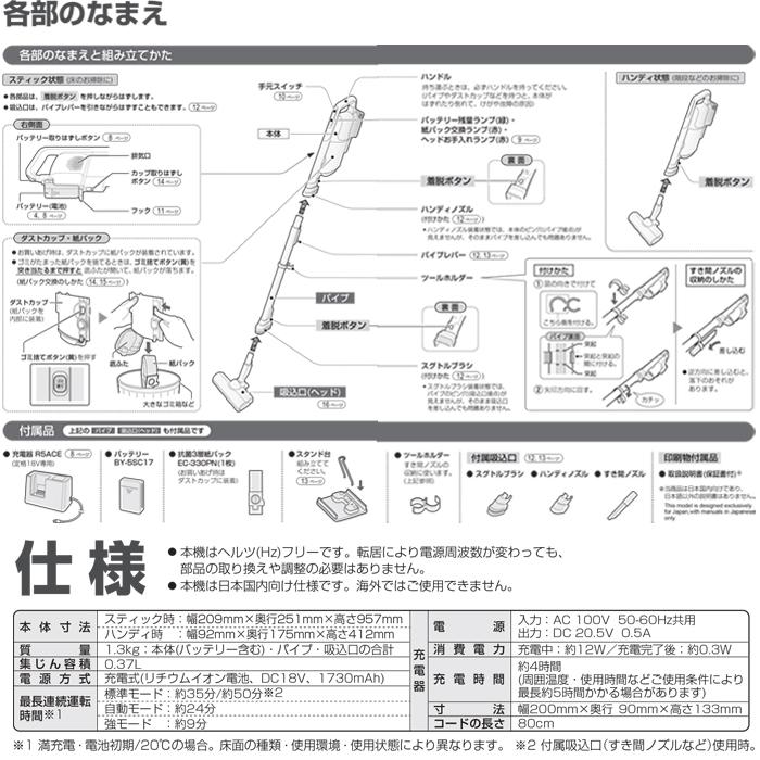 RACTIVE Air シャープ EC-KR1-B コードレススティック 紙パック式掃除