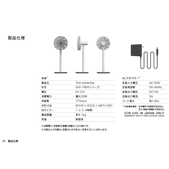 The GreenFan バルミューダ EGF-1800-WG リビング扇風機 ザ・グリーン
