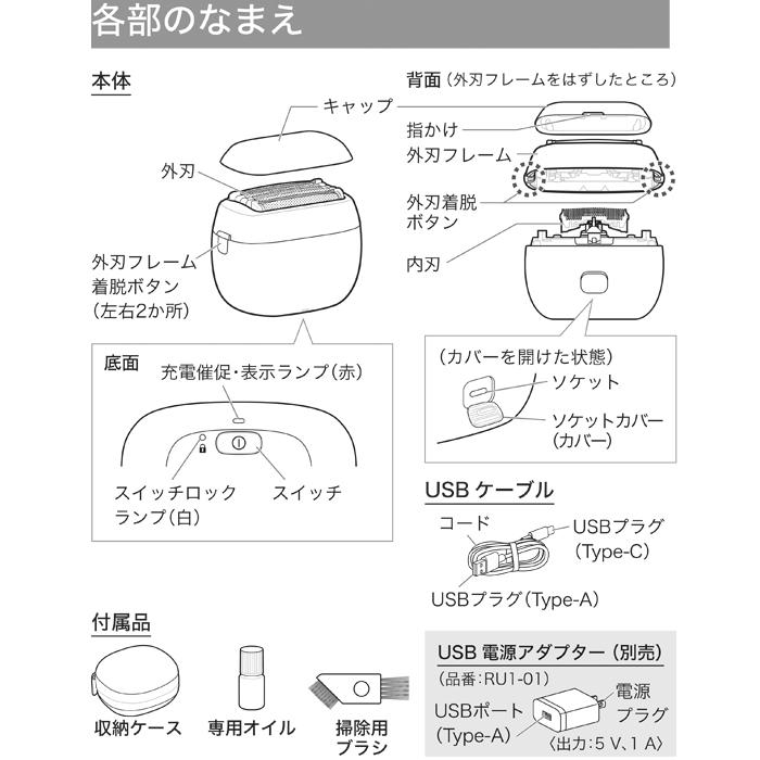 ラムダッシュ パナソニック ES-PV3A-K パームイン マットブラック 5枚