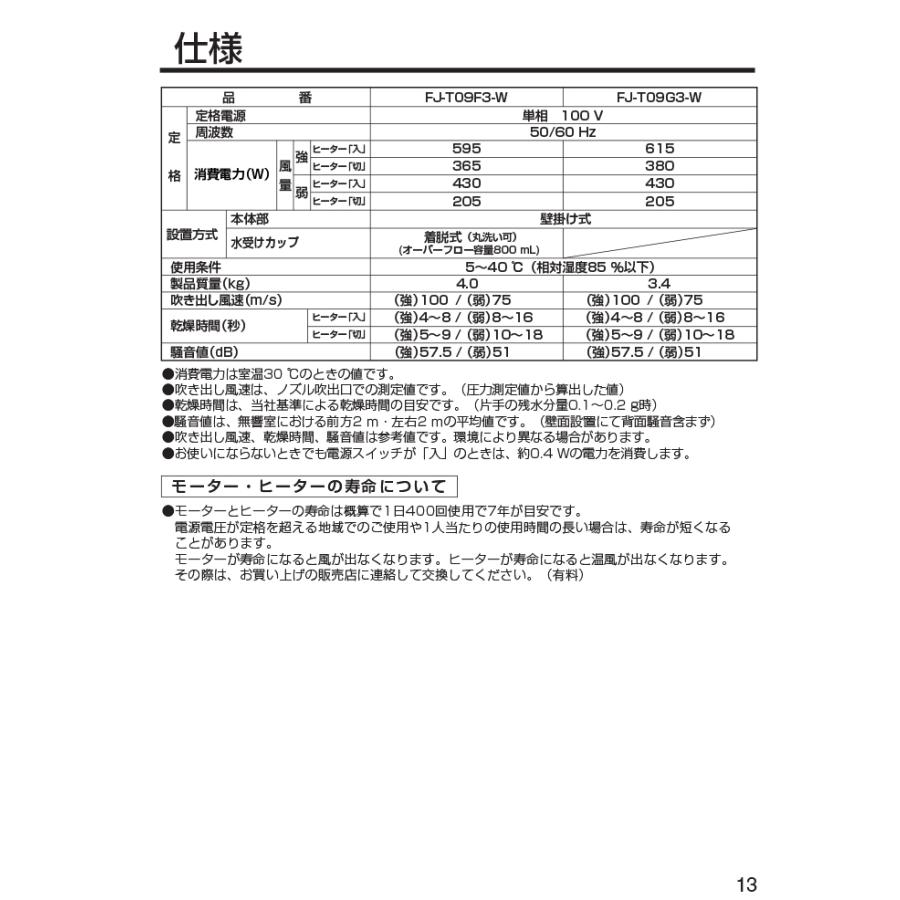 Panasonic（パナソニック） FJ-T09F3-W ハンドドライヤー コンパクト型