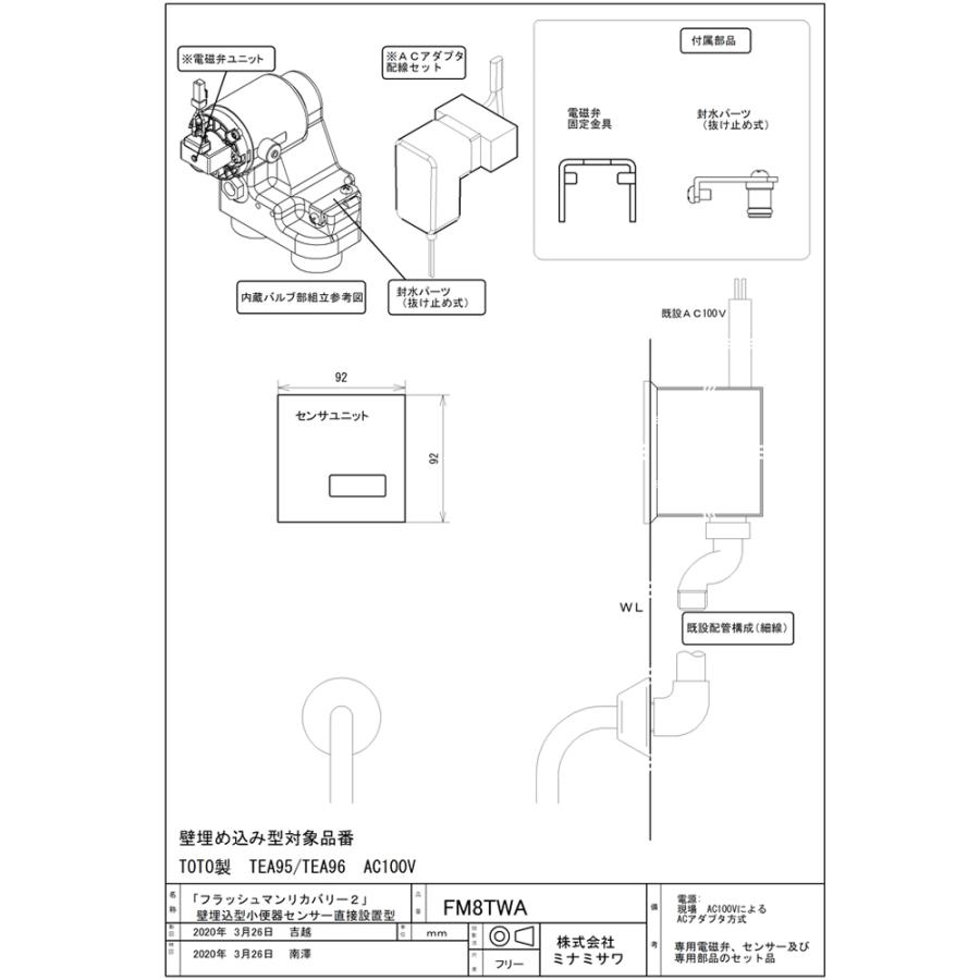 ミナミサワ FM8TWA 壁埋め込み改装用小便器センサー FlushManRECOVERY2