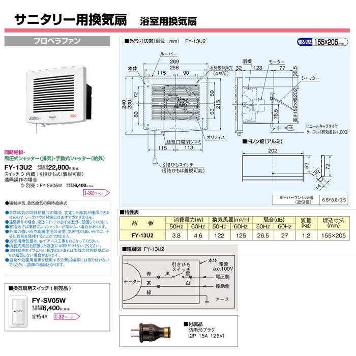 (未使用･未開封品)パナソニック 浴室用 換気扇 FY-13UHC2 Panasonic（パナソニック） 浴室用換気扇 FY13UHC2 : ホームセンター