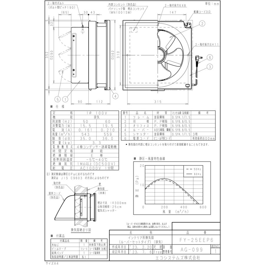 Panasonic（パナソニック） FY-25EEP6 事務所用 居室用換気扇