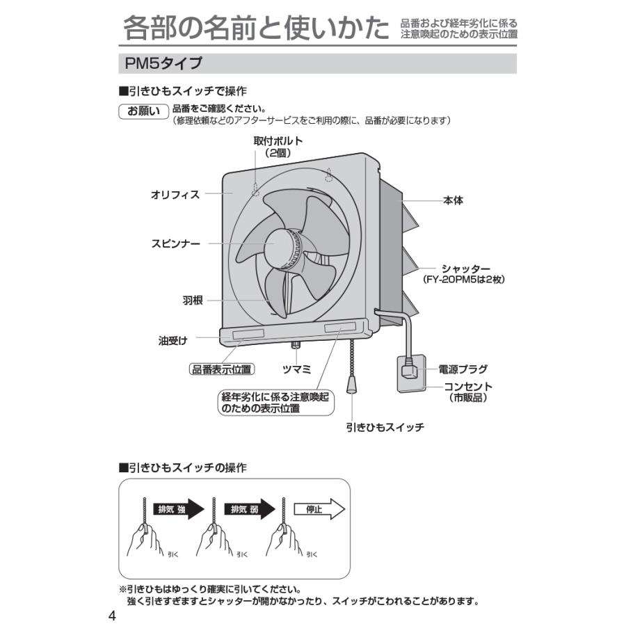 Panasonic（パナソニック） FY-25PM5 金属製換気扇 引きひも式 羽根径