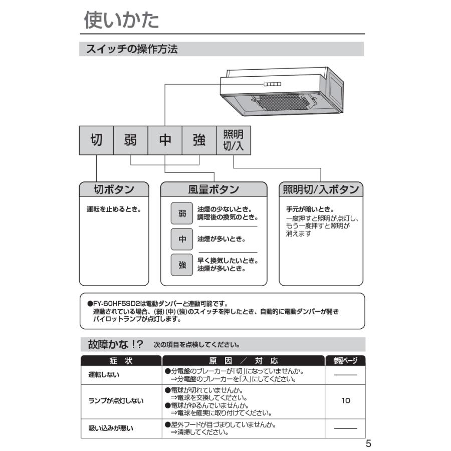 Panasonic（パナソニック） FY-60HF5 浅形レンジフード ターボファン