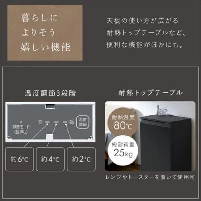 アイリスオーヤマ IRSN-7A-W 冷蔵庫 66L ホワイト 右開き 自動霜取り 奥行スリム 小型 セカンド冷蔵庫 1ドア 幅55.2cm IRIS OHYAMAの画像
