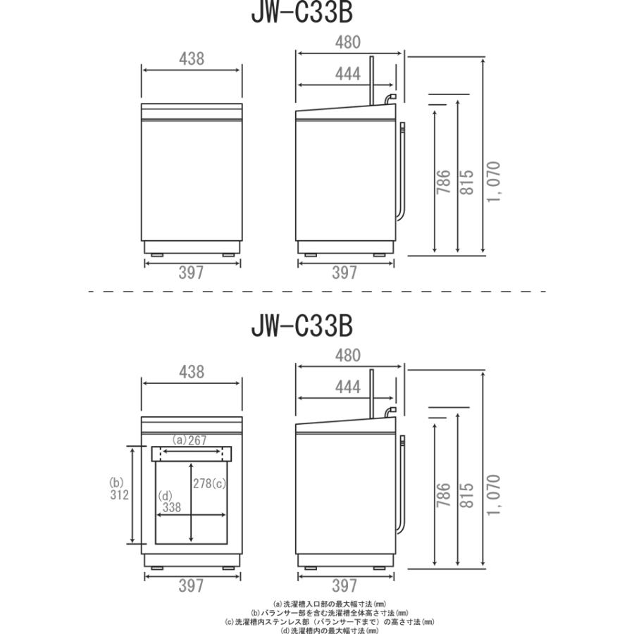 Haier ハイアール JW-C33B-W 全自動洗濯機 容量3.3kg ホワイト