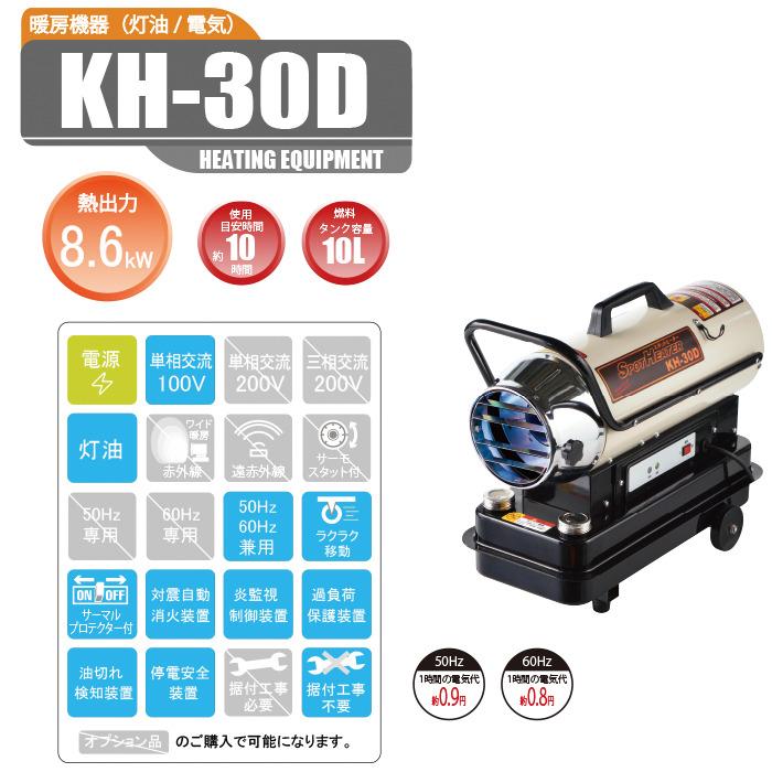 ナカトミ KH-30D スポットヒーター ハンドル付き 燃料タンク容量10L