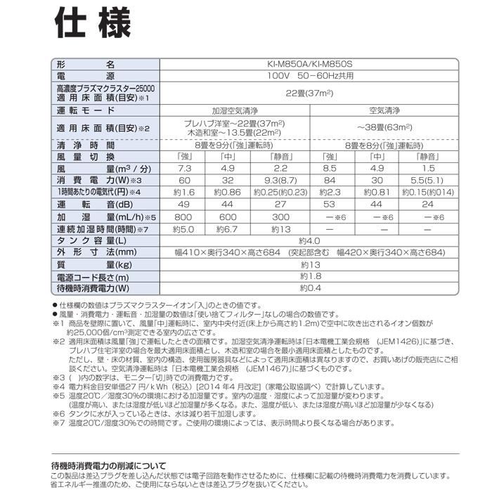 プラズマクラスター シャープ KI-M850S-S 床置き型プラズマクラスター