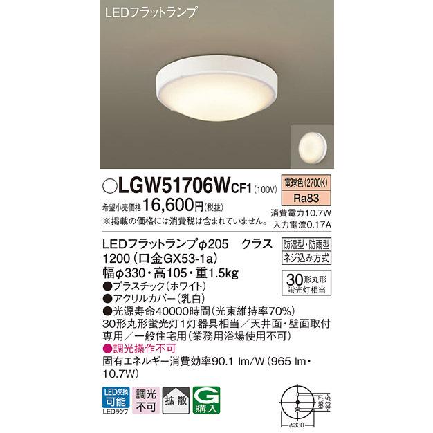 (送料無料) パナソニック LGW51706WCF1 LEDシーリングライト丸管30形電球色 Panasonic