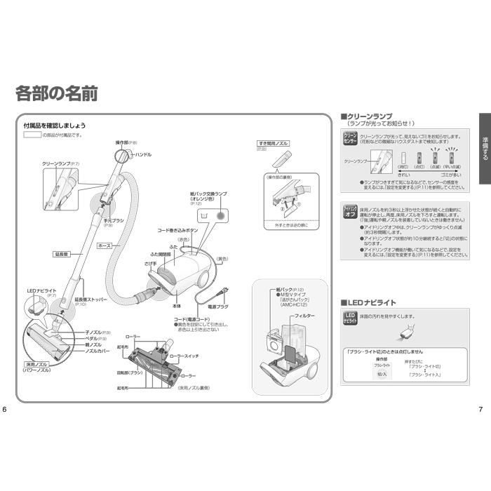 パナソニック 掃除機 MC-JP860K-W 説明書＆純正紙パック付き Panasonic（パナソニック） MC-JP860K-W 紙パック式キャニスター掃除機