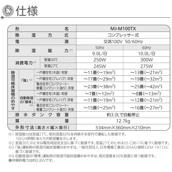 三菱電機（MITSUBISHI ELECTRIC） MJ-M100TX-W 衣類乾燥除湿器 サラリ