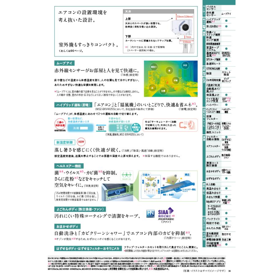 霧ヶ峰 三菱電機 MSZ-BXV2225-W ルームエアコン BXVシリーズ 冷暖房 
