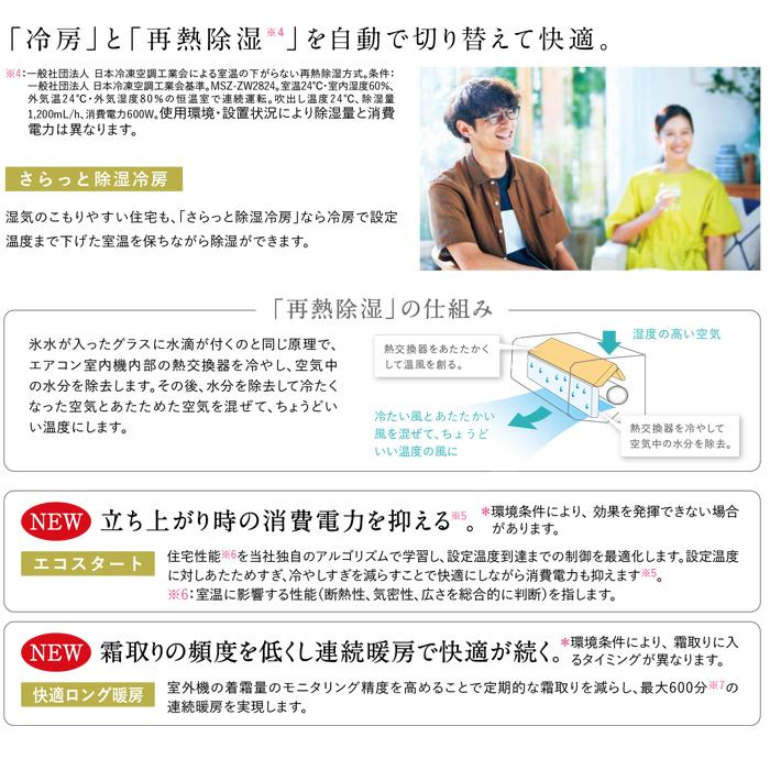 リカちゃん！新品未使用品！三菱電機 霧ヶ峰 24年製 室内機のみ 霧ヶ峰 三菱電機 MSZ-ZXV6324S-W ルームエアコン Zシリーズ 20畳