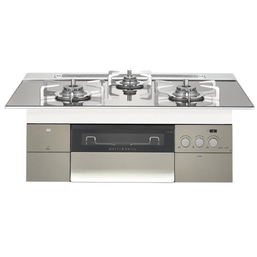 ビルトインガスコンロ 都市ガス ノーリツ 3口 プログレ N3S18PWASKSTESC-13A 幅75cm 両側強火力 ノーリツ（NORITZ） N3S18PWASKSTESC-13A ビルトインガスコンロ PROGRE