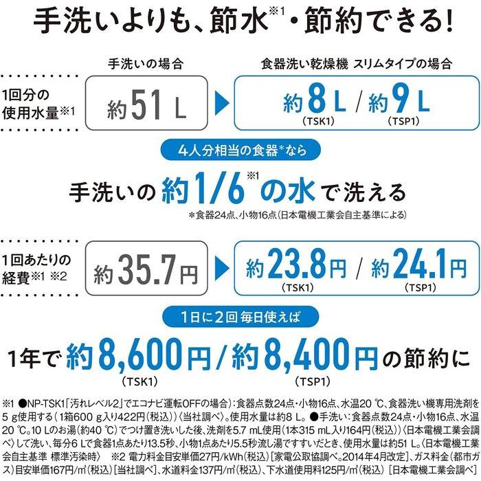 パナソニック NP-TSK1-H 食器洗い洗浄機 スリムサイズ スチールグレー ストリーム除菌洗浄 AIエコナビ 食洗機 Panasonic | Panasonic | 05