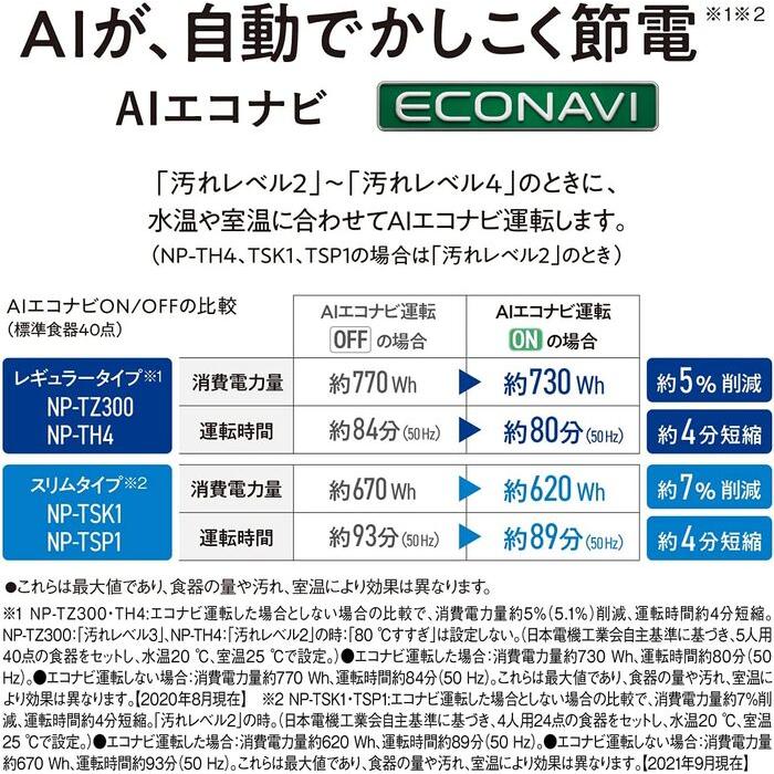 パナソニック NP-TSK1-H 食器洗い洗浄機 スリムサイズ スチールグレー ストリーム除菌洗浄 AIエコナビ 食洗機 Panasonic | Panasonic | 06