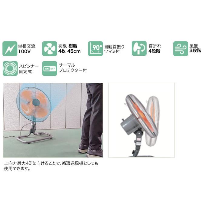 ナカトミ OPF-45FG 45cmフロア工場扇 自動首振り 開放式 扇風機 循環