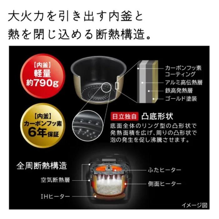 ふっくら御膳 日立 RZ-V100HM-W IHジャー炊飯器 1.0L(5.5合)炊き 圧力