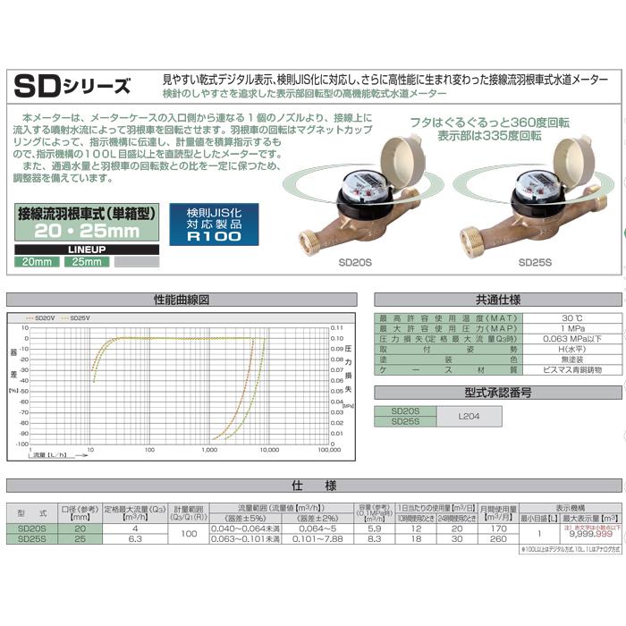 愛知時計電機 SD20S SD20S 高機能乾式水道メーター 口径20mm 軽量