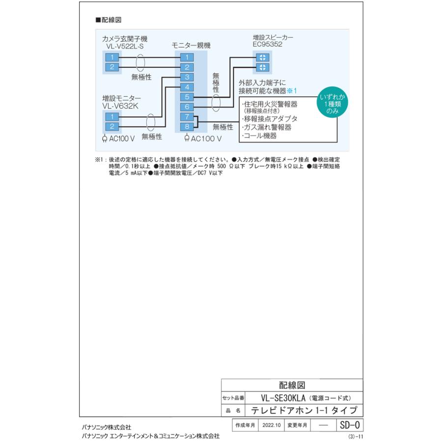 パナソニック VL-SE30KLA テレビドアホン 1-2タイプ 約3.5型カラー液晶画面 電源コード式 (VL-SE30KLの後継品) Panasonic｜rakudenmart｜05