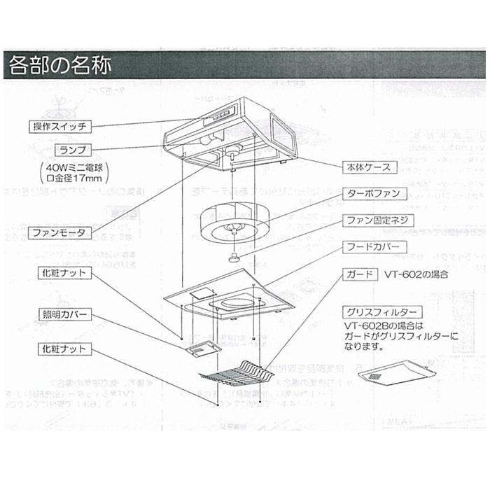 (送料無料)タカラスタンダード VT-602N レンジフード VTタイプ ターボファン 排気タイプ｜rakudenmart｜02