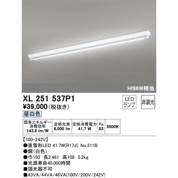ODELIC（オーデリック） XL251537P1 ベースライト LEDランプ 昼白色 非