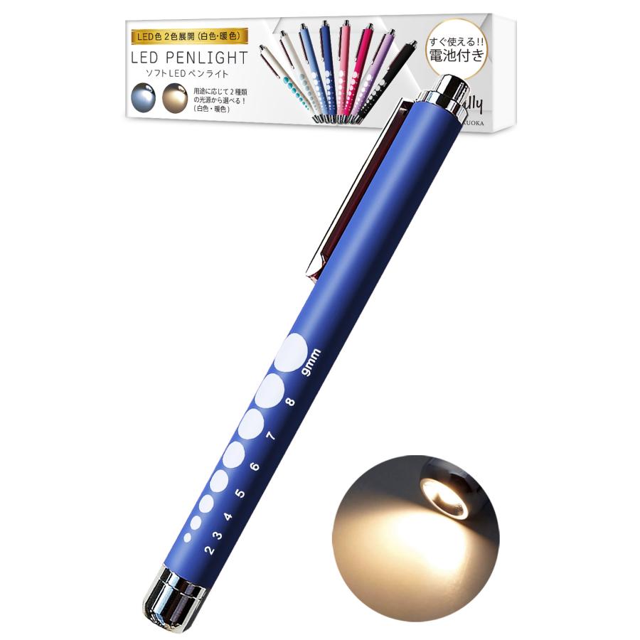 ペンライト 医療用 看護師 ソフトLED 光源(白色,電球色) ノック式 電池