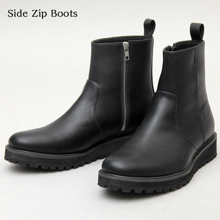 サイドジップブーツ メンズ Puレザー 合皮 合成皮革 ブラック Glbb 177 Rakugaki 通販 Yahoo ショッピング