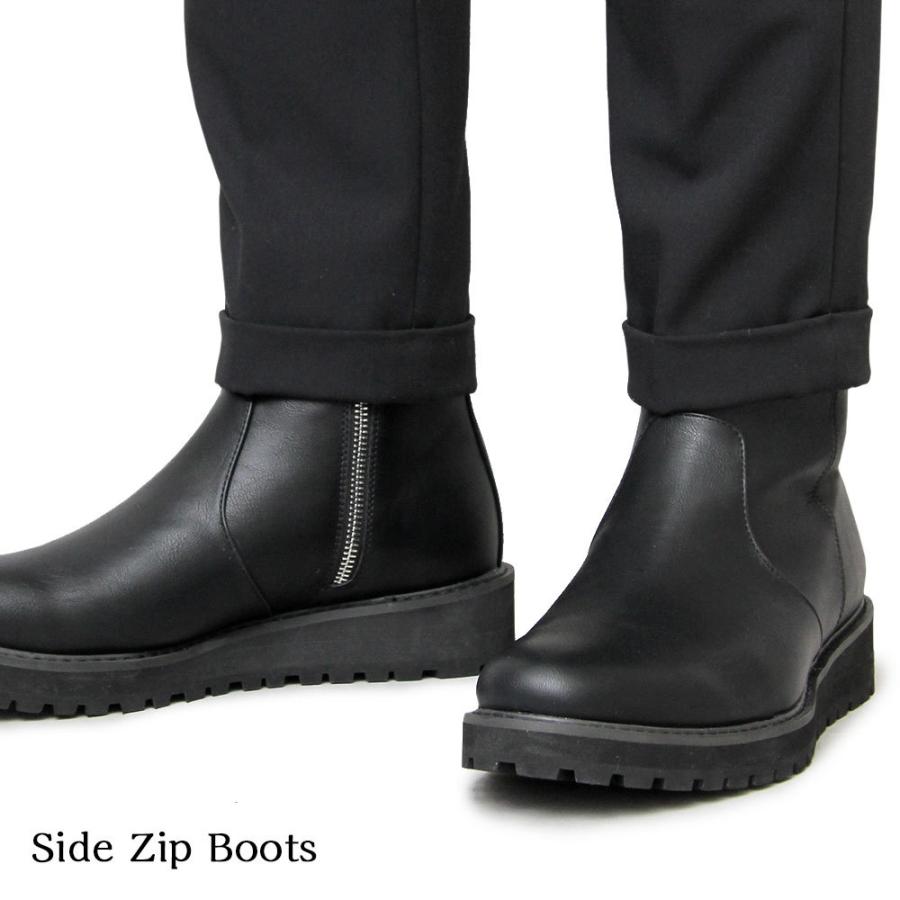 サイドジップブーツ メンズ Puレザー 合皮 合成皮革 ブラック Glbb 177 Rakugaki 通販 Yahoo ショッピング