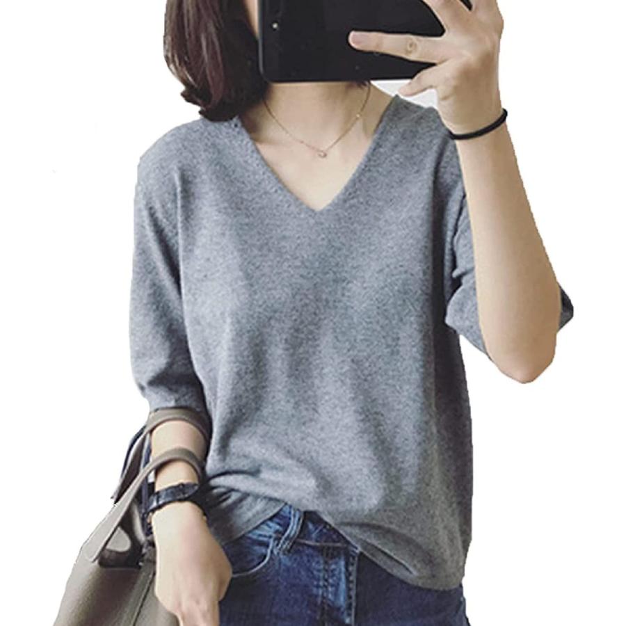 トップス 卸直営店 お得な特別割引価格 レディース サマーニット Tシャツ 半袖 Vネック ゆったり 大きいサイズ 落ち感カットソー 無地 ファッション夏服 トップス きれい め コーデ 高 Pcpoam8mzb Www Kbdav Ac In