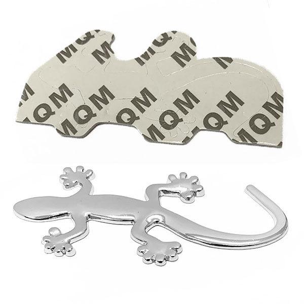 立体ステッカー 3Dステッカー トカゲS シルバー 車 エンブレム 両面