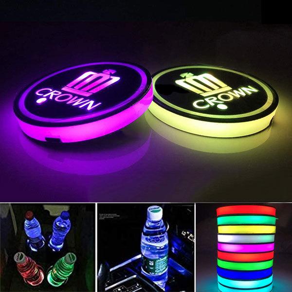 サイズ交換ｏｋ クラウン 車 コースター ドリンクホルダー コップ敷き Led Rgb 2個セット ドレスアップ Crown カー用品 ポイント消化 送料無料 Aynaelda Com