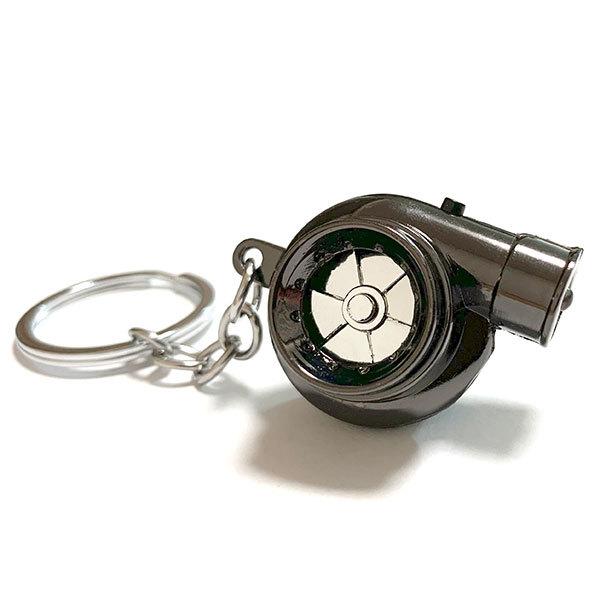 キーホルダー ターボ パーツ タービン音付き アクセサリー 自転車 車 バイク 家 鍵 キーリング ストラップ ポイント消化 送料無料 ブラック 激安卸販売新品