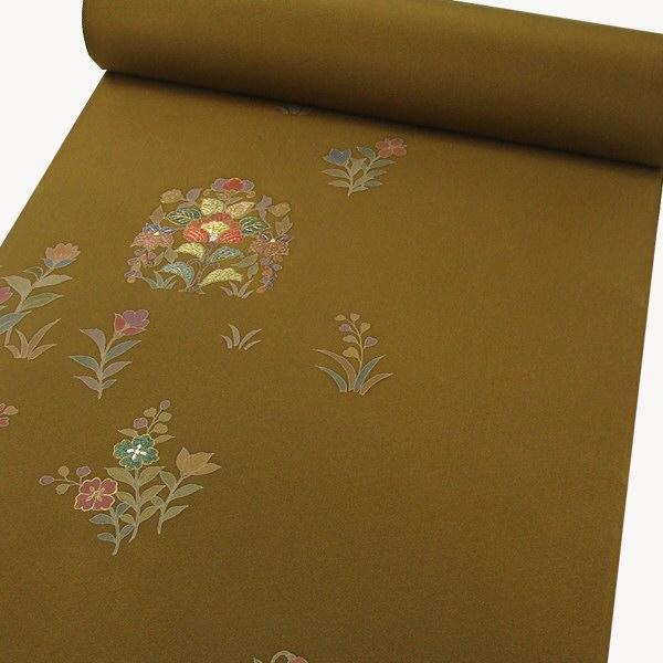 正絹 手描刺繍附下 印度藍染 更紗