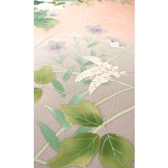 正絹 手描友禅附下 芙蓉花秋草文の画像