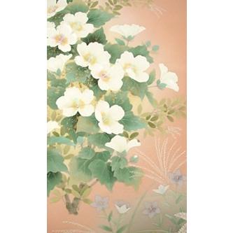 正絹 手描友禅附下 芙蓉花秋草文の画像
