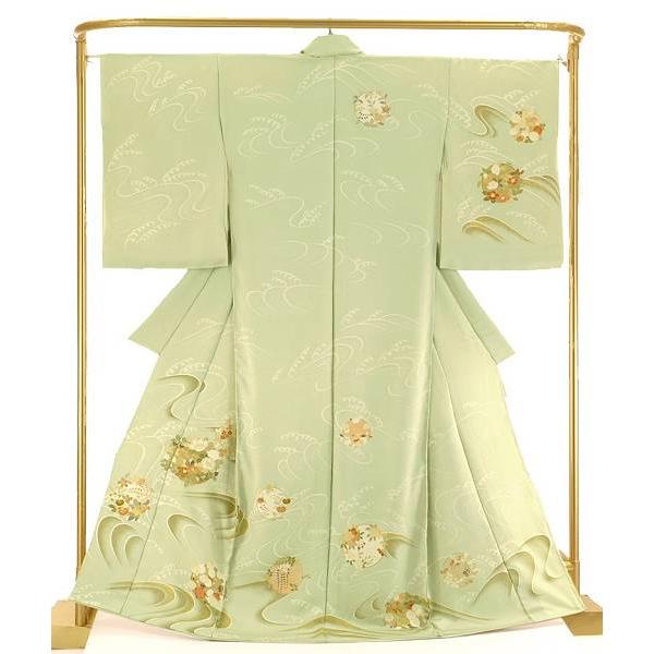 正絹 結婚式 訪問着 付け下げ 訪問着 波に花丸文 結婚式 卒業