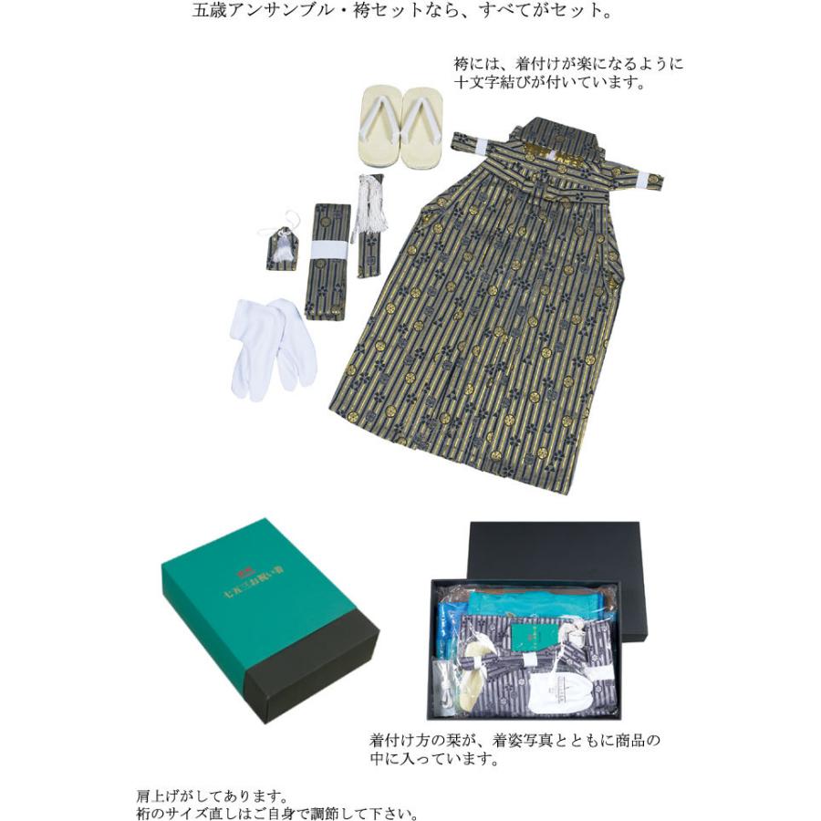 R・K 5歳 男児 アンサンブル・袴セット 鷹 紫黒 対応身長110cm