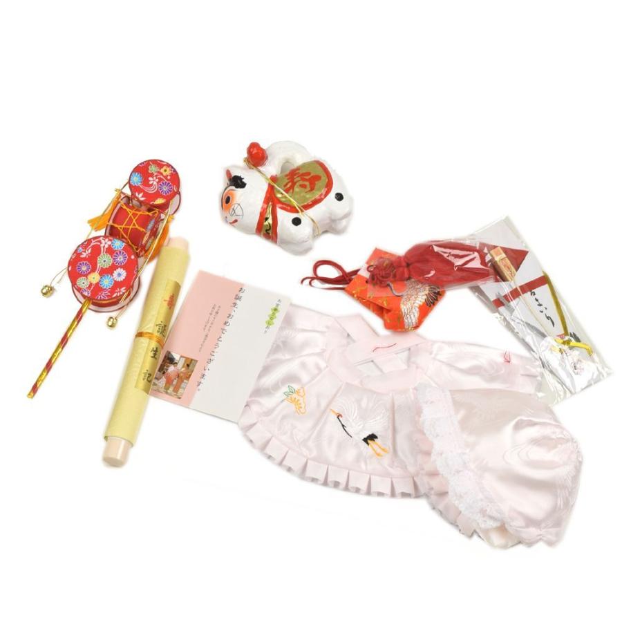 お宮参り よだれかけ 帽子 7点セット フードセット 日本製 でんでん太鼓 犬張子 ピンク 売れ筋アイテムラン