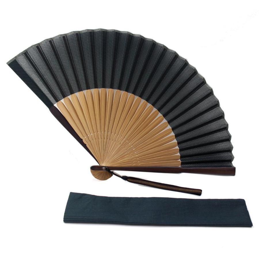 最新コレックション 扇子 男性用 夏大島ほのか縞 扇子袋付き 千歳緑 父の日 ギフト メンズ プレゼント 名入れ可 黒 アウトレット送料無料 Www Muslimaidusa Org
