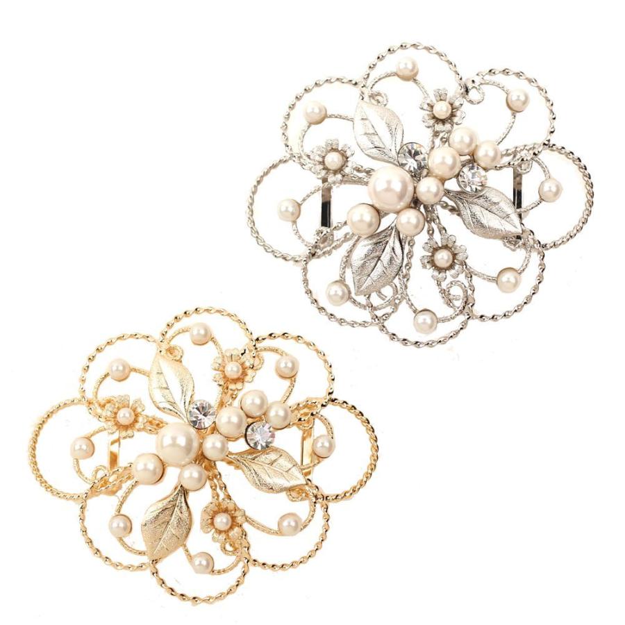 帯留 フラワーモチーフ パールラインストーン 結婚式 訪問着 小紋 花しおり 大原商店 返品送料無料