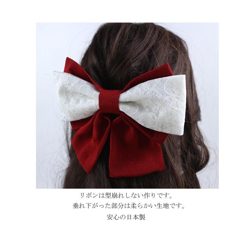 髪飾り 和装 ちりめん リボン 赤 レース ヘアアクセサリー ヘッド