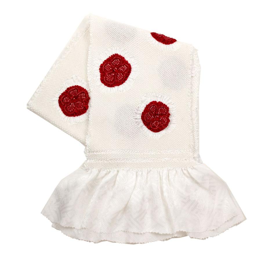 振袖用 総絞り 輪出し 帯揚げ 白赤 帯揚 おびあげ 成人式 結婚式